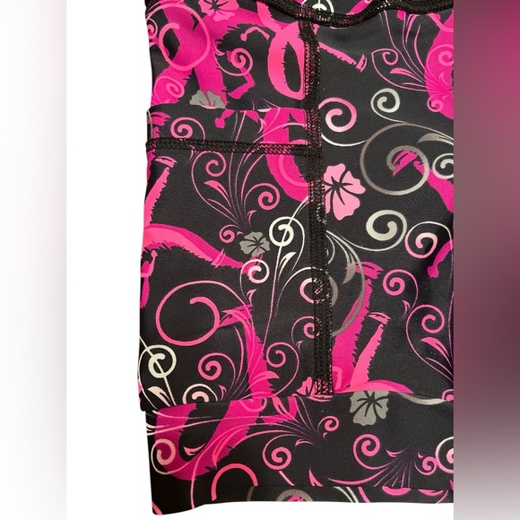 Sparkle Skirts Pink/Black Multi Floral Running Arhletic Shorts Size XS - Picture 5 of 10